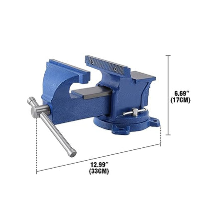 Iglobalbuy 6" Bench Vise with Anvil, Vice Tool 6 Inch Jaw Width Table Top Clamp 360° Swivel Base Heavy Duty Cast Iron Clamp Press Locking Home Bench - WoodArtSupply