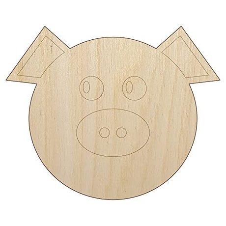 Cute Pig Face Unfinished Wood Shape Piece Cutout for DIY Craft Projects - 1/8 Inch Thick - 6.25 Inch Size Sniggle Sloth