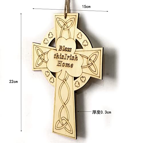 4 Pieces St. Patrick's Day Blank Wooden Ornament, Unfinished Hanging Shamrock Wooden Pendant, Clover Shaped Wood Embellishments with Twines for Irish Attria