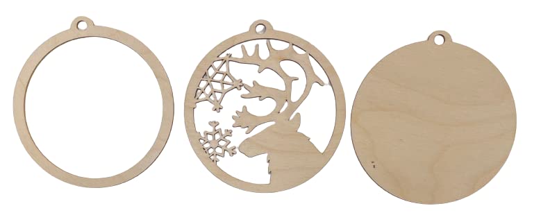 Deer & Snowflakes Door Sign 3 Pieces Laser Cut Out Unfinished RND39 The Wood Shape Store