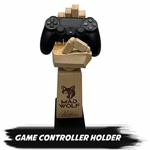 HNEEDS Signature Custom Laser Engraved beech wood Headset Stand & Game Controller Holder: The Perfect Gaming Accessory And Gift For Gamers 1,2,3 Or 4 HNEEDS
