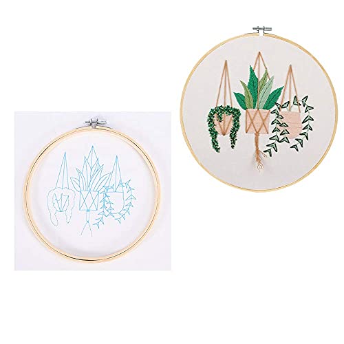 Santune 3 Sets Embroidery Starter Kit with Pattern and Instructions, Cross Stitch Set, Stamped Embroidery Kits with 3 Embroidery Clothes with Santune