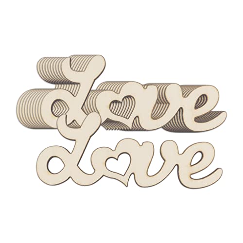 20pcs Love Wood DIY Crafts Cutouts Wooden Love Heart Shaped Slices Embellishments Gift Ornaments for Wedding Birthday Party Home Decorations Creaides