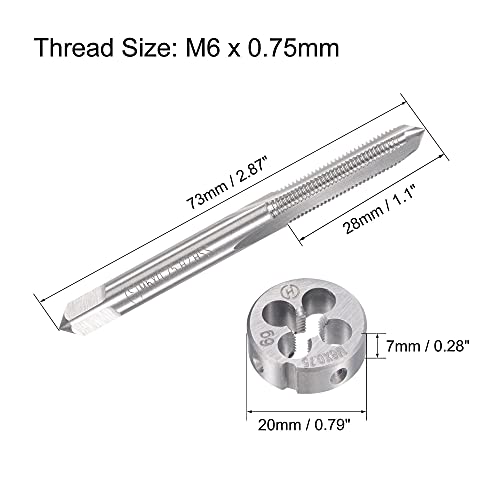 uxcell M6 x 0.75mm Metric Tap and Die Set, Machine Thread Screw Tap with Round Threading Die, Tap & Die Kit for Nut Screw Bolt Thread Repair uxcell