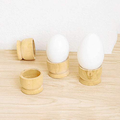 12-Pack Wooden Egg Cup Holders Unfinished Wooden Egg Stands for Kids Craft Easter Birthday Baby Shower Party Supplies - WoodArtSupply