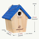 Kingsyard Wooden Bird House with Predator Guard, Wren Bird Nesting for Outdoor, Garden Patio Nest Box for Wild Bird Watching, Royal Blue Kingsyard