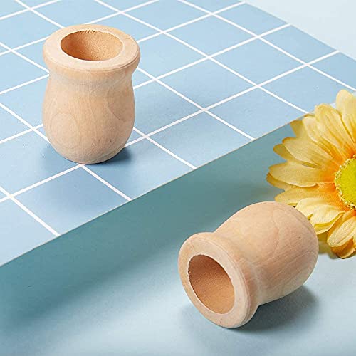 GORGECRAFT 1.5 Inch 10pcs Unfinished Blank Wooden Vase Flower Vase Candle Cups Handmade Natural Flower Container Candle Holders Candlesticks DIY - WoodArtSupply