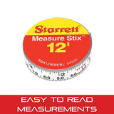 Starrett Tape Measure Stix with Adhesive Backing - Mount to Work Bench, Saw Table, Drafting Table - 1/2" x 12', English Metric, Right-Left Reading - Starrett