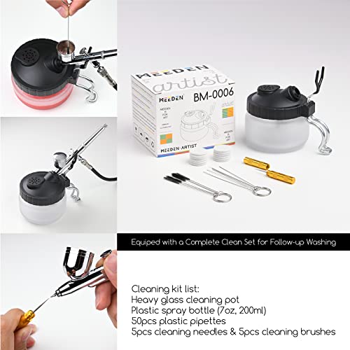 MEEDEN Airbrush Kit with Compressor, Professional Quiet Airbrushing System Kit with 24 Airbrush Paints(30 ml/1 oz), Cleaning Kits, 3 Airbrushes, - WoodArtSupply