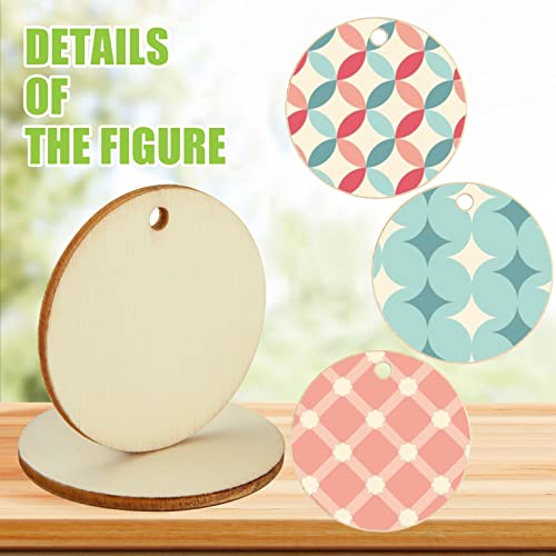 100 Pieces Unfinished Round Wooden Circles with Holes Round Wood
