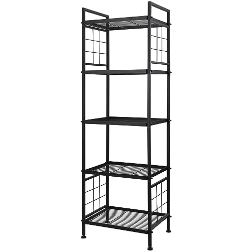 GIOTORENT 5-Wire Standing Storage Shelves, Metal Shelving Unit Pantry Rack for Laundry Kitchen Bathroom Organizer(Black) - WoodArtSupply