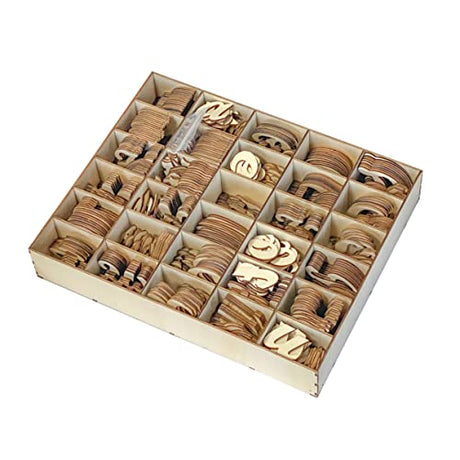 570 Pieces 2 Inch Unfinished Wooden Letters for Crafts Cursive Wood Letters ABCs with Sorting Trays Cregugua