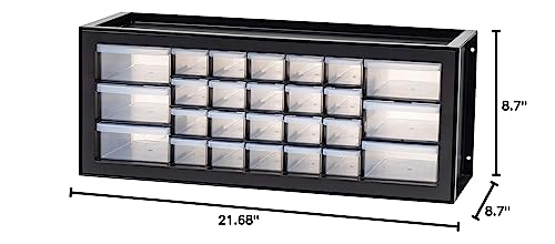 IRIS USA 26 Drawer Stackable Storage Cabinet for Hardware Crafts and Toys, 21.69-Inch W x 7-Inch D x 8.75-Inch H, Black - Small Organizer Utility IRIS