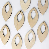 ALL SIZES BULK (12pc to 100pc) Unfinished Wood Wooden Laser Cutout Pointed Oval with Cutout Dangle Earring Jewelry Blanks Charms Ornaments Shape Texan Wood Crafts