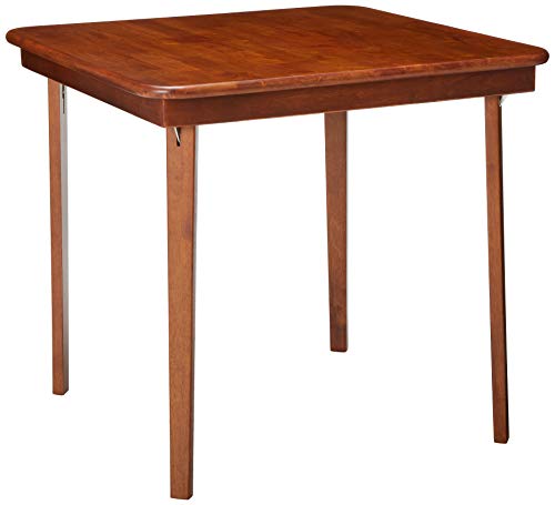 STAKMORE Straight Edge 32" Square Folding Card Table, Cherry Finish MECO