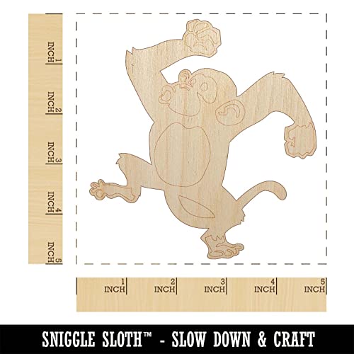 Fun Dancing Monkey Unfinished Wood Shape Piece Cutout for DIY Craft Projects - 1/4 Inch Thick - 4.70 Inch Size Sniggle Sloth