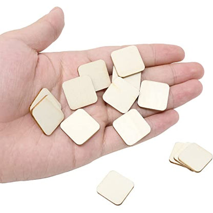 Honbay 200PCS 2.2cm/0.9inch Square Shaped Round Corner Unfinished Blank Wood Pieces Wood Slices Wood Chips Embellishments for DIY Crafts, Home