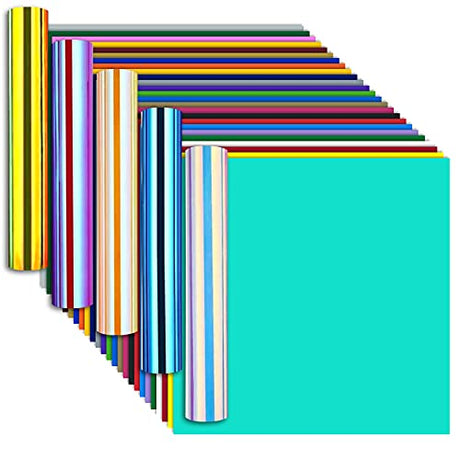 Lya Vinyl Permanent Vinyl Bundle, 25 Self Adhesive Vinyl Sheets + 5 Holographic Vinyl Sheets for Cricut, 12" x 12" Vinyl Bunble for Mug, Cup, Window, Lya Vinyl