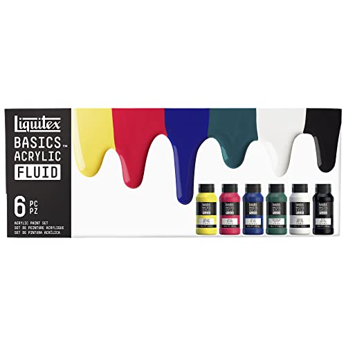 Liquitex BASICS Acrylic Fluid Paint, 6 x 118ml (4-oz.) Bottle Set - WoodArtSupply