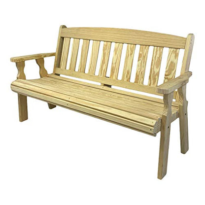 Amish Casual Heavy Duty 800 Lb Mission Pressure Treated Garden Bench (4 Foot, Unfinished)