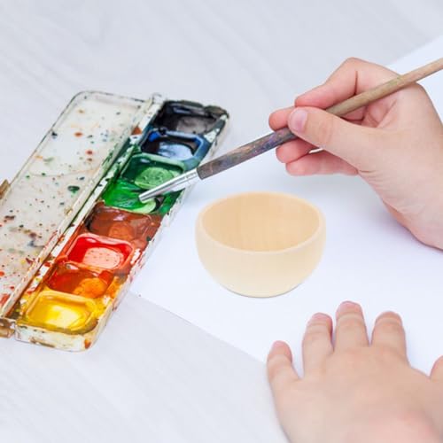 KALLORY Unfinished Wood Blank Bowls 10pcs Miniature Wooden Bowls Unpainted Tiny Bowls Dollhouse Tableware for DIY Painting Art Crafts Projects KALLORY