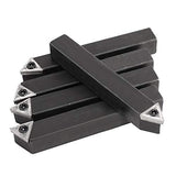 Toolly 5 Pieces 3/8 Inch Mini Lathe Indexable Carbide Insert Bit Tool Set for Turning, Cutting, Facing, Boring and Chamfering Toolly