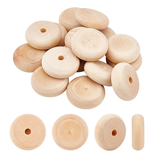 OLYCRAFT 16pcs Wood Craft Wheels 1.9 Inch Unfinished Wooden Wheels Classic Axle Hole Natural Wooden Crafts Small Car Accessories for Arts & Crafts, OLYCRAFT