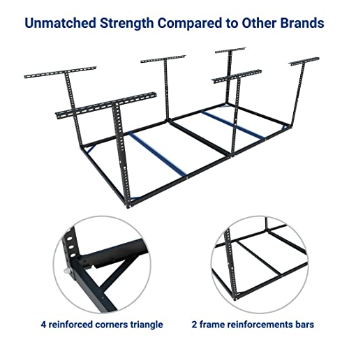 FLEXIMOUNTS 4x8 Overhead Garage Storage Rack without Decking,Garage Storage Organization System,Heavy Duty Metal Garage Ceiling Storage Racks,600lbs - WoodArtSupply