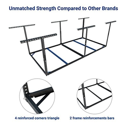 FLEXIMOUNTS 4x8 Overhead Garage Storage Rack without Decking,Garage Storage Organization System,Heavy Duty Metal Garage Ceiling Storage Racks,600lbs - WoodArtSupply