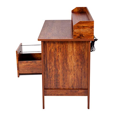 OneSpace Eleanor Executive Desk Wood Grain, Golden Cherry - WoodArtSupply