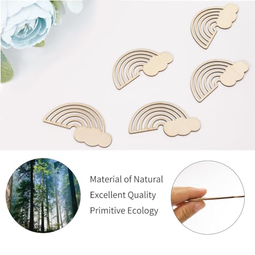 GORGECRAFT 30PCS Rainbow Wood Cutout Unfinished Wooden Unfinished DIY Crafts Hanging Ornaments Cloud Discs Slices for Home DIY Projects Wedding - WoodArtSupply