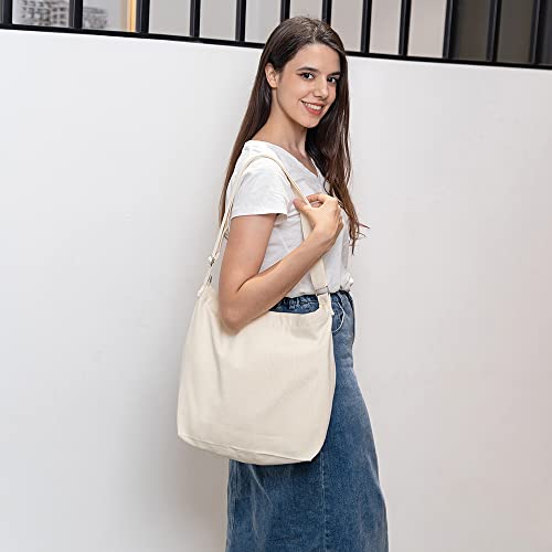 Draw blank off-white Women's blank large Size Canvas Crossbody Tote Handbags Shoulder Bag Hobo Casual Tote Diy/gifts/aesthetic/personalized - WoodArtSupply