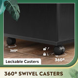 DEVAISE Office File Cabinet with Lock, 1-Drawer Wood Lateral Filing Cabinet on Wheels, Printer Stand with Open Storage Shelves for Home Office, Black DEVAISE