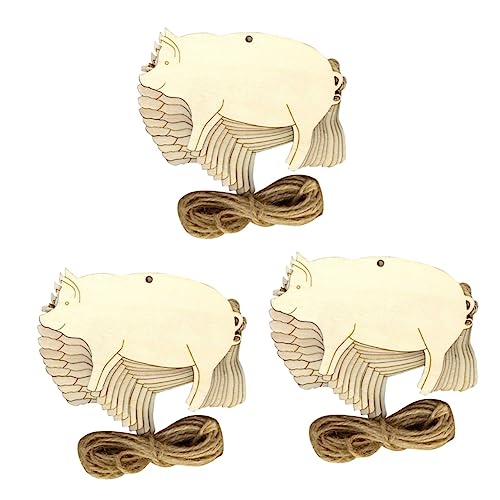 ABOOFAN 30 Pcs Wood Gift Tags Pigs Wooden Cutouts Wooden Pigs Chip DIY Pigs Wood Slice Craft Wood Unfinished Wooden Cutouts Home Decorations Pig - WoodArtSupply