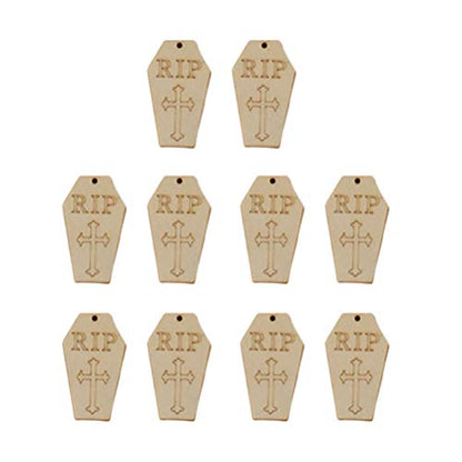 LIOOBO 20PCS Halloween Ghost Festival Decoration Props Puzzle Graffiti Wood Chip Tombstone Wooden Pendant for Arts and DIY Crafts Creative