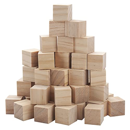 Unfinished Wooden Blocks for Crafts 1 inch, 50PCS Blank Wood Blocks for Crafting, Natural Wood Cubes Solid Wooden Square Blocks for Baby Shower, Kids - WoodArtSupply