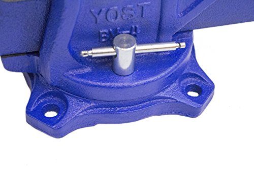 Yost Vises Tool 4-Inch Workshop Duty Bench Vise, Model BV-4, with 120-Degree Swivel Base, Blue - WoodArtSupply