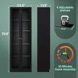 IRONMIX 70 Inch Tall Metal Storage Cabinet with Acrylic Doors and Adjustable Shelves IRONMIX