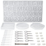 Arteza Resin Keychain Molds and Accessories, 37-Piece Kit, Numbers and Alphabet Silicone Molds, Keychain Rings, Finger Tabs, Pipettes, Drilling Tool ARTEZA
