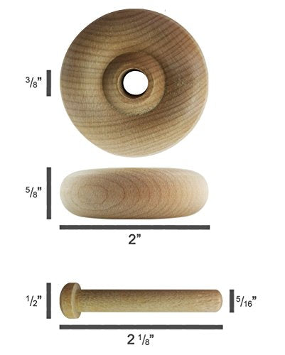 Wood Wheels - 12 Pack with Free Axle Pegs - Made in USA (2" Diameter) - WoodArtSupply