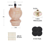 Txcucc 3 inch Furniture Legs Unfinhsed Bun Feet DIY Replacement for Cabinet Sofa Ottoman TV Stand Loveseat Dresser Set of 4 Txcucc