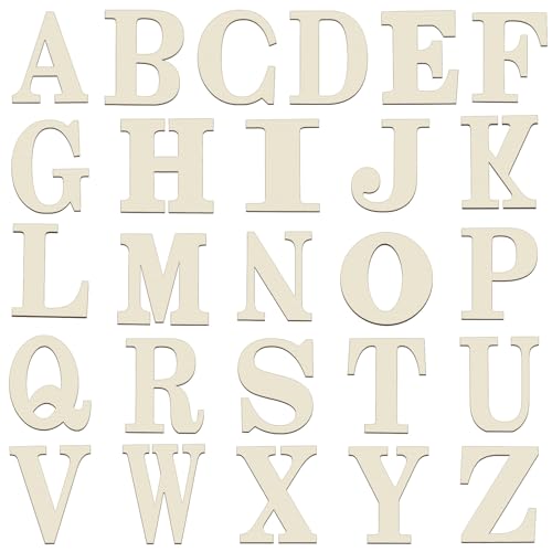 Soaoo 52 Pieces 8 Inch Unfinished Blank Wooden Letters Surface Big Wooden Alphabet Letters for Painting, DIY Projects, Tabletop, Home Wall Decor,