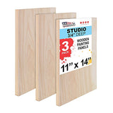 U.S. Art Supply 11" x 14" Birch Wood Paint Pouring Panel Boards, Studio 3/4" Deep Cradle (Pack of 3) - Artist Wooden Wall Canvases - Painting U.S. Art Supply