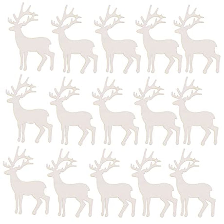 TINKSKY 15pcs Christmas Reindeer Ornaments Deer Hanging Ornaments Blank Wood Gift Tags Crafts Wood Slices Wooden Reindeer Hanging Pendants TINKSKY