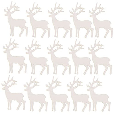 TINKSKY 15pcs Christmas Reindeer Ornaments Deer Hanging Ornaments Blank Wood Gift Tags Crafts Wood Slices Wooden Reindeer Hanging Pendants