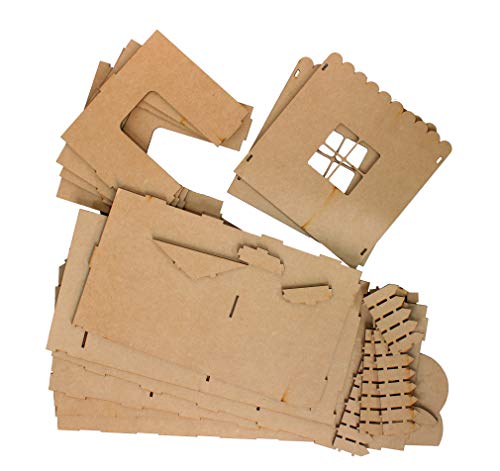 StonKraft Wooden 3D Puzzle Doll House - Home Decor, Construction Toy, Modeling Kit, School Project - Easy to Assemble (Doll House with Furniture) StonKraft