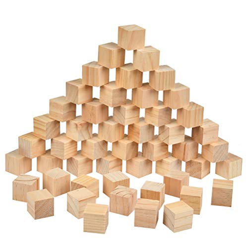 BUYGOO 50Pcs 1.5 inch Wooden Cubes Unfinished Wood Blocks for Wood Crafts, Wooden Cubes, Wood Square Blocks for Crafts and DIY Décor, and DIY BUYGOO