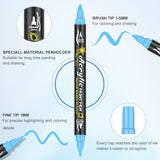 EscriWise 54 Colors Acrylic Paint Pens Paint Markers Set,Dual Tip Paint Markers With Fine Tip and Brush Tip,Premium Paint Pens for Stone,Canvas,Rock EscriWise