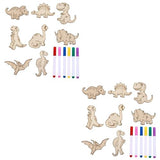 COHEALI 6 Sets DIY Dinosaur Wood Piece Dinosaurs Cutouts Kids Dinosaur Toys Unfinished Wood Cutouts Dinosaur Wood Craft Kids Educational Toys Kids COHEALI