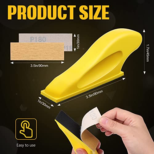 BBTO Micro Sander Kit 3.5x1 Inch Mini for Small Projects, Detail Handle Sanding Tools, 120 Sheets Sandpaper Wood P80, P120, P180, P240, P400, P600 BBTO